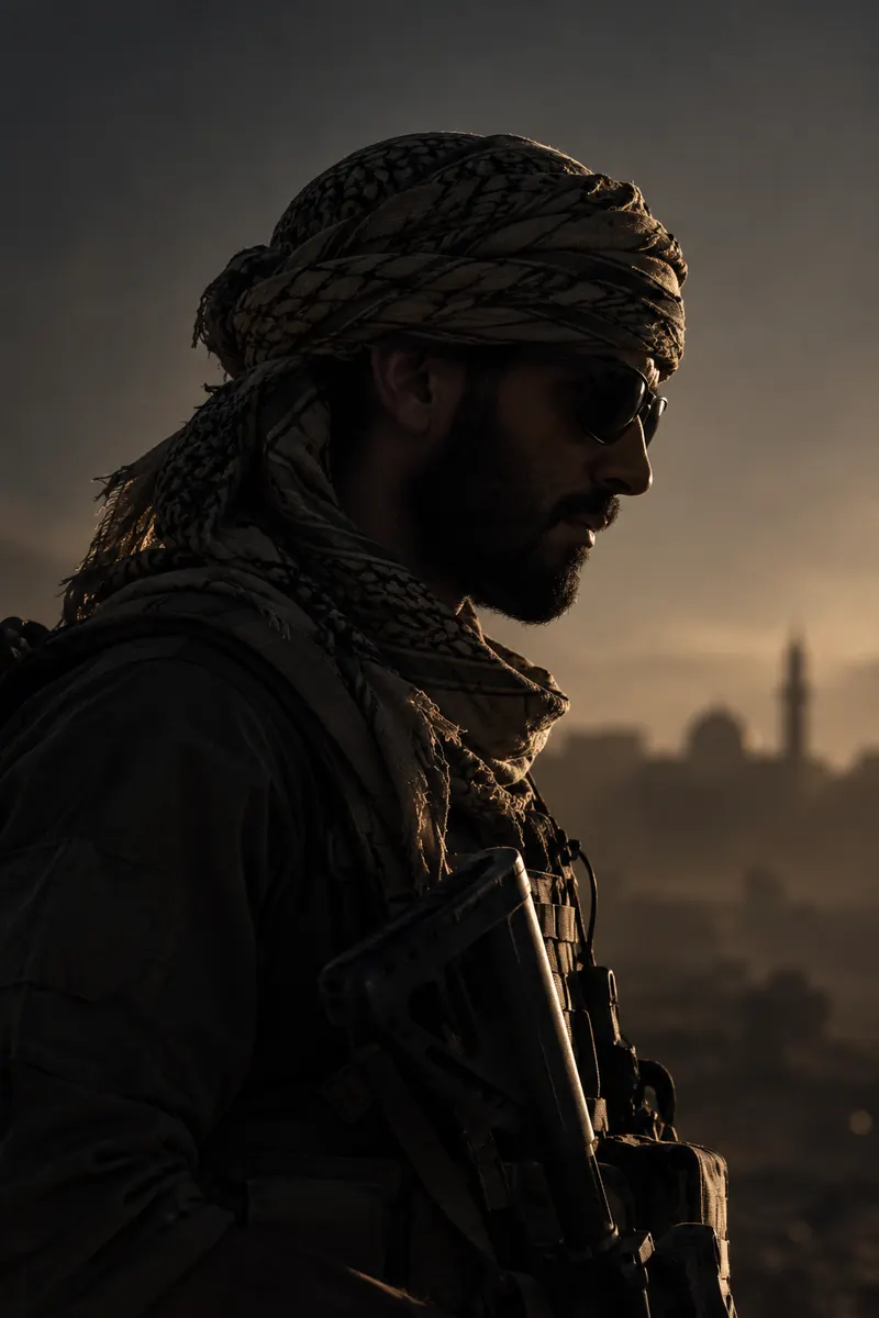 Operator at dusk above a city