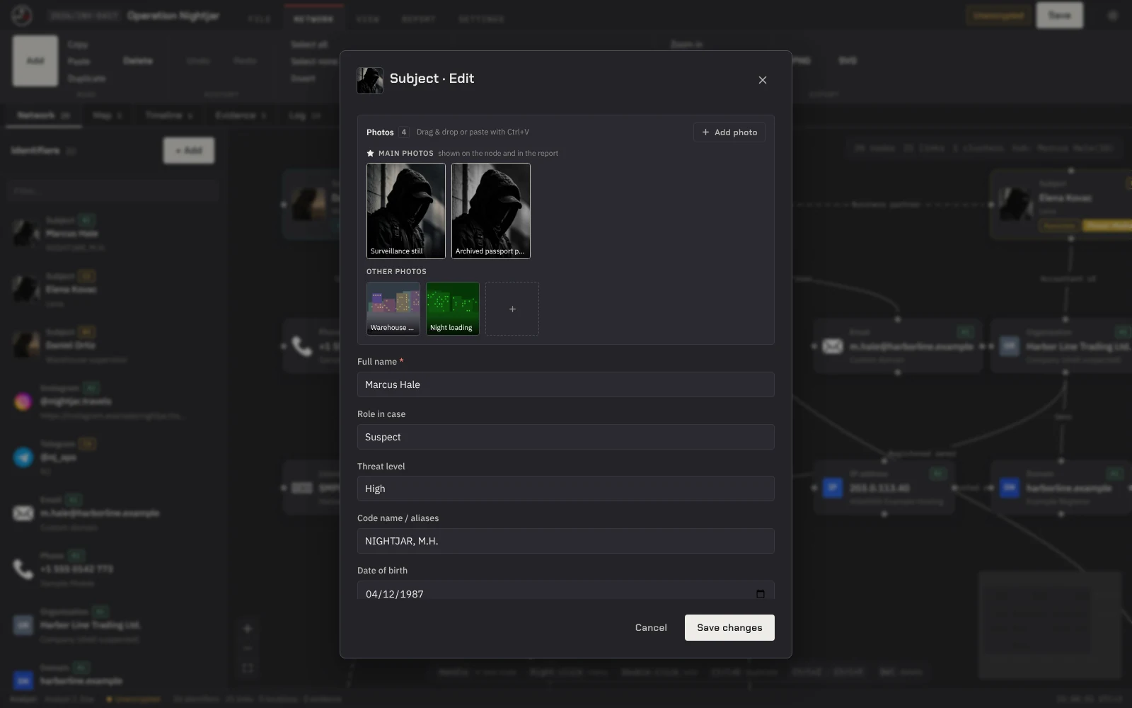 Subject profile editor
